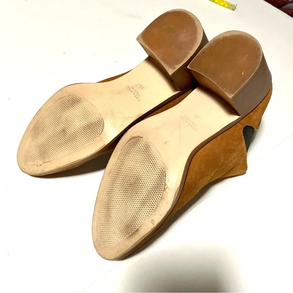 ZARA Basic Collection Brown Slip-on Suede Ankle Booties Size US 8.5 EU 39